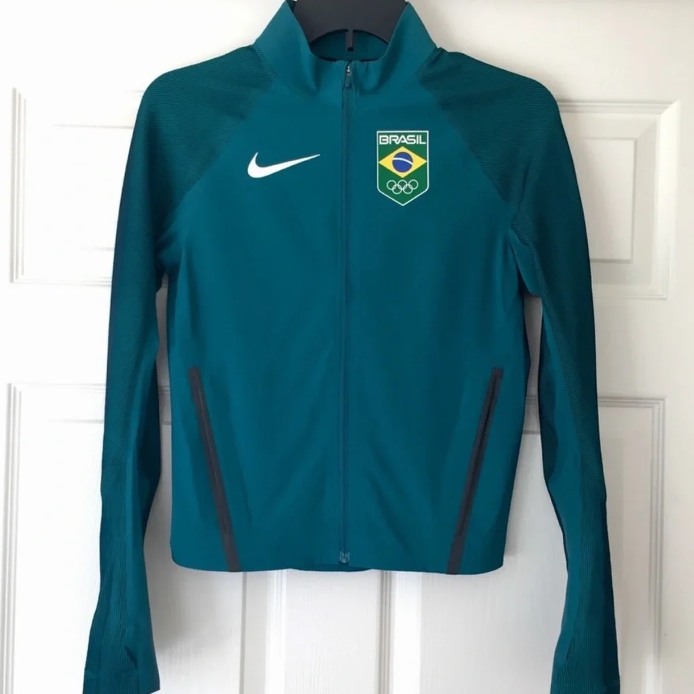 Nike Brazil Soccer Training Jacket Womens XS Teal Zip Up Football Brasil Warm Up